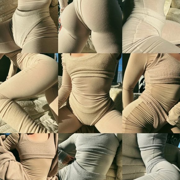 Laina Rauma Fuzzy Ribbed Sports Bra in Latte - Picture 2 of 6